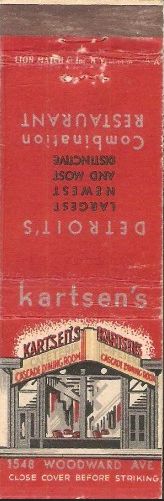 Kartsens Cafeteria - Matchbook (newer photo)
